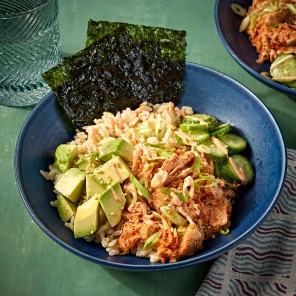 A recipe photo of Canned Tuna Rice Bowl. Credit: Photographer: Jen Causey, Food Stylist: Jennifer Wendorf, Prop Stylist: Josh Hoggle.