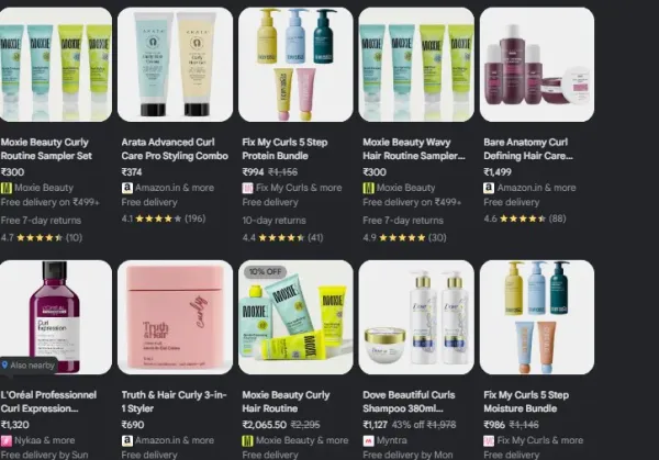 The rise of curl awareness has also created an entire industry around textured hair. Photo: Google Shopping