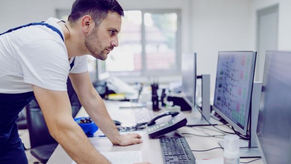 Man working on personal computer