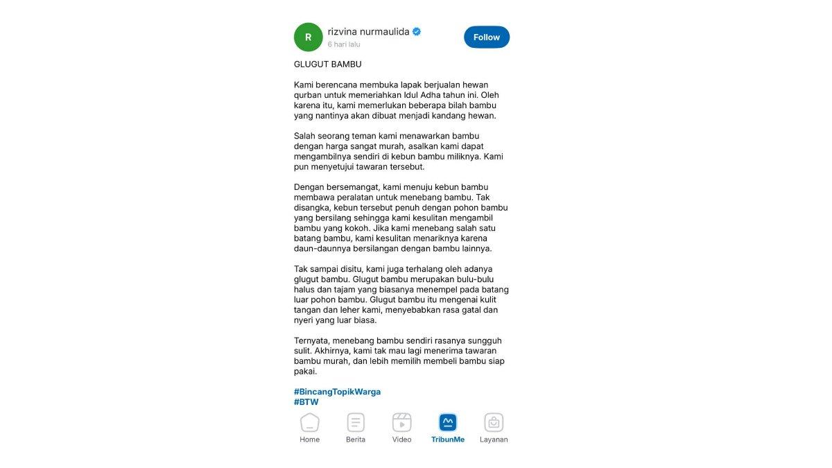 Rizvina Nurmaulida – Pengalaman “Glugut Bambu” yang Nggak Terlupakan