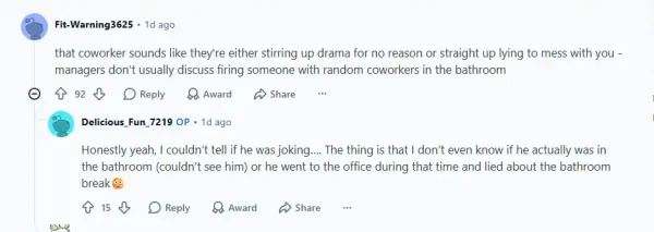 Employee says coworker warned them they were getting fired