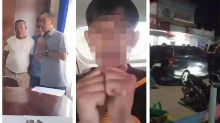 KORBAN PENEMBAKAN - Dedi Kristian Agung (40), warga Jalan Fajar Asri RT 24 RW 25, Kelurahan Ganjar Asri, Kecamatan Metro Barat, Kota Metro, Lampung tewas menjadi korban penembakan, Sabtu (23/5/2026). (kiri) Wakil Bupati Lampung Utara Romli bersama keluarga pelaku saat menyerahkan FJP (21) di Mapolres Lampung Utara, Minggu (24/5/2026). (tengah) Pelaku FJP. (kanan) TKP penembakan
