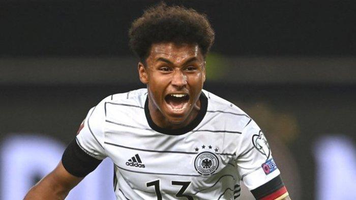 Young German national team striker playing for RB Salzburg, Karim Adeyemi. The 19-year-old’s talent has drawn interest from major European clubs.