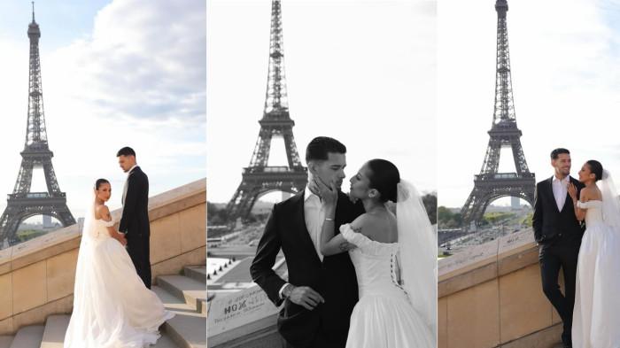 PREWEDDING - Kolase potret prewedding Jennifer Coppen dan Justin Hubner di Paris, dicapture Minggu (19/4/2026).