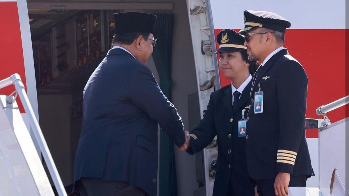 PILOT PEREMPUAN - Tania Citra menjadi pilot perempuan pertama dalam sejarah Garuda Indonesia yang menerbangkan pesawat membawa presiden aktif Indonesia yakni Prabowo untuk kunjungan luar negeri.