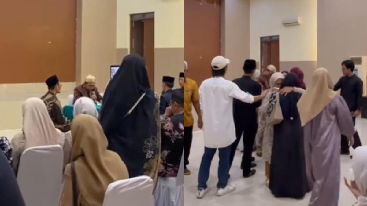 DIDUGA PENIPUAN WO - Suasana acara pernikahan Feny Indah Fitria Ichwana dan Rinaldy Zullfi Setyawan di Islamic Centre Bekasi, Kecamatan Bekasi Selatan, Kota Bekasi usai diduga menjadi korban penipuan oleh WO. Resepsi pernikahan yang sedianya digelar oleh wedding organizer (WO) batal karena pihak WO belum membayar gedung meski kedua pengantin sudah membayar lunas ke WO.
