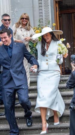 Dua Lipa ditches traditional bridal look, marries Callum Turner in chic ivory skirt suit
