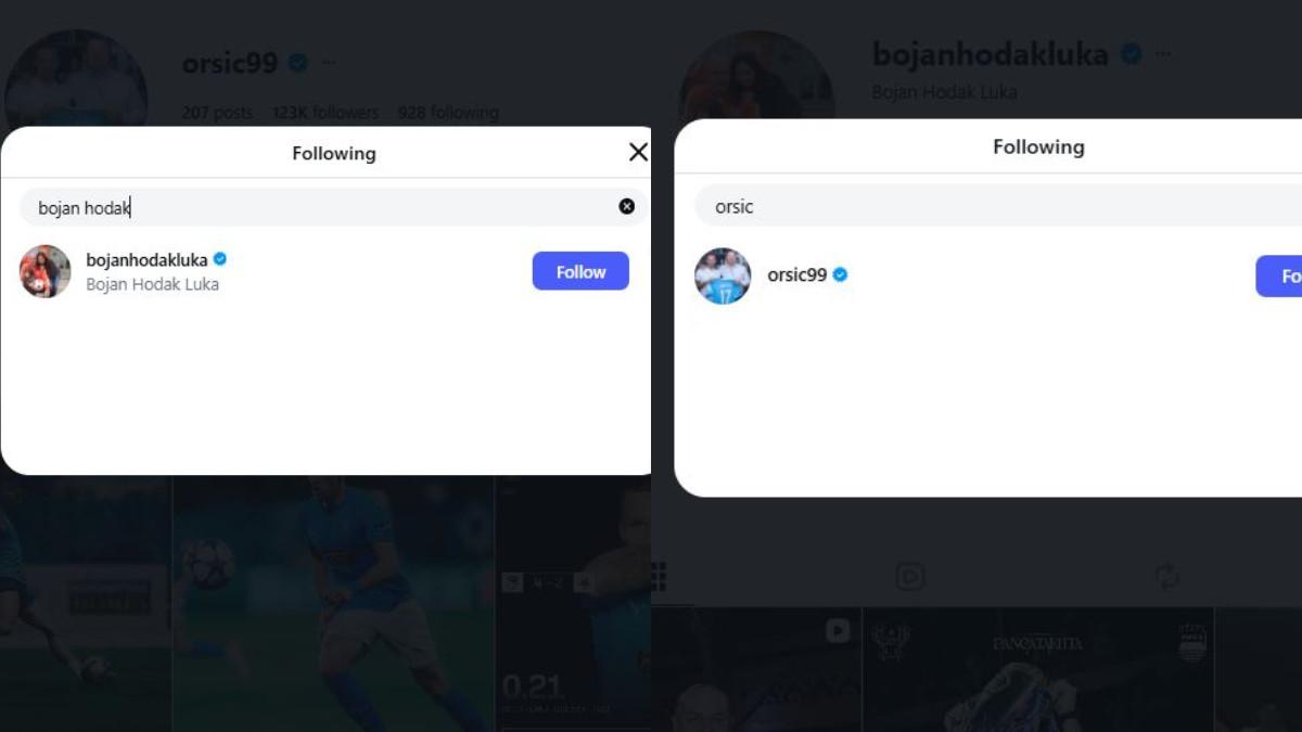 SALING FOLLOW INSTAGRAM - Potret saling follow Instagram Mislav Orsic dengan Bojan Hodak.