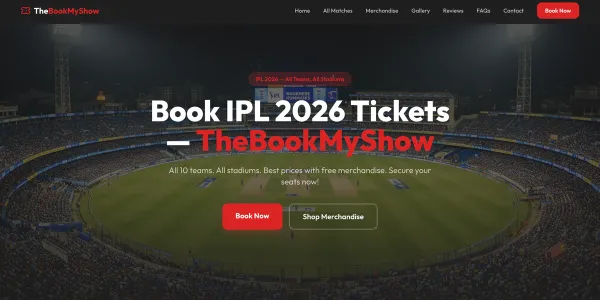 An unofficial domain page impersonating the site, Book My Show, to dupe users.