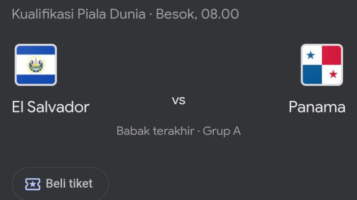 KUALIFIKASI PIALA DUNIA - El Salvador akan menjamu Panama di Kualifikasi Piala dunia 2026 pada Sabtu (11/10/2025) pagi.
