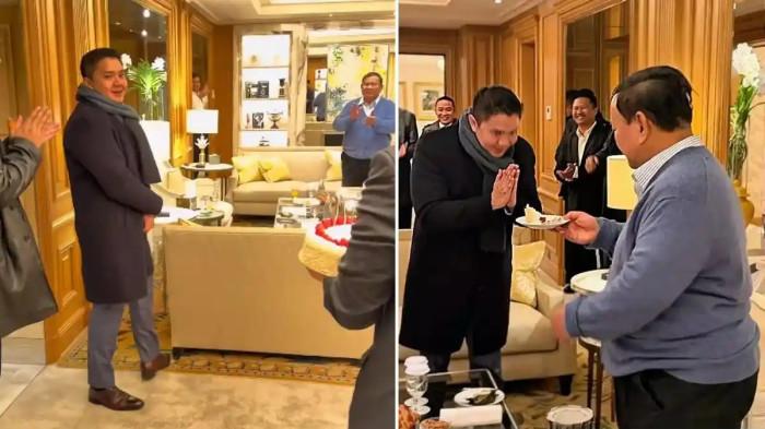 ULTAH SESKAB TEDDY - Momen Presiden Prabowo memberikan kejutan Ulang Tahun ke-37 Seskab Teddy Indra Wijaya saat kunjungan kerja di Paris Prancis.