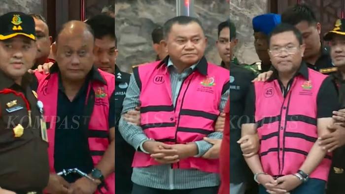 DITETAPKAN TERSANGKA- Mantan Kepala Badan Gizi Nasional (BGN), Dadan Hindayana (kiri), bersama dua mantan Wakil Kepala BGN, Sony Sanjaya (kanan) dan Lodewyk Pusung (tengah) resmi ditetapkan sebagai tersangka dalam kasus dugaan tindak pidana korupsi penyimpangan tata kelola program Makan Bergizi Gratis (MBG) periode 2025–2026.