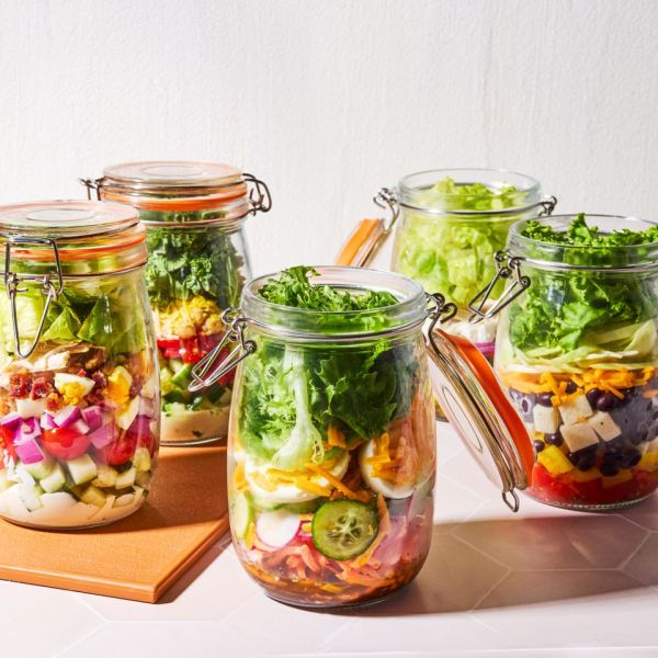 Multiple High-Protein Mason Jar Salads Credit: Ali Redmond