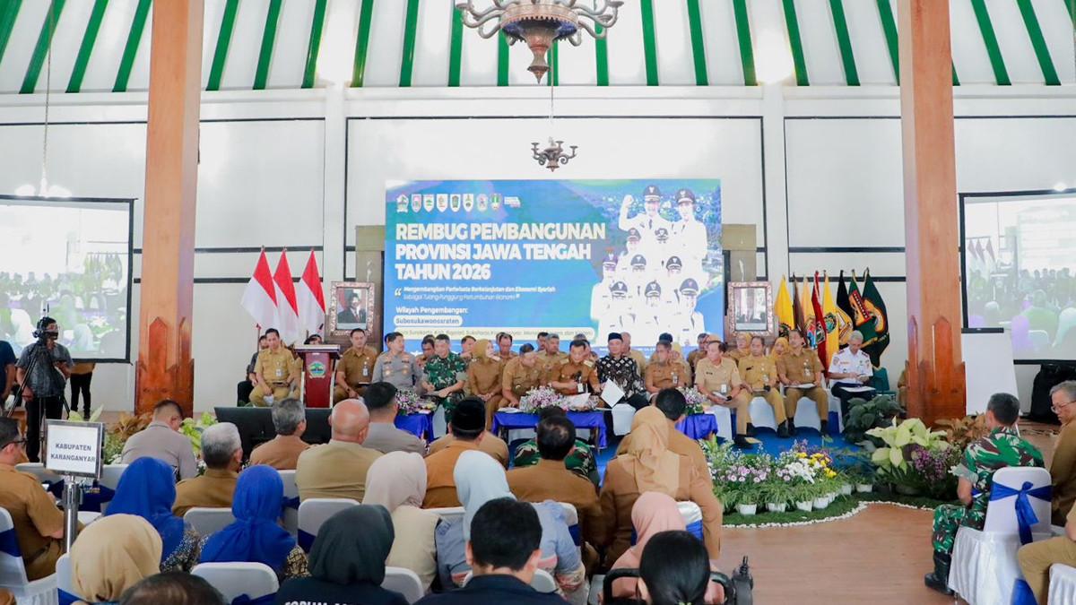 POTENSI KLATEN - Bupati Klaten Hamenang Wajar Ismoyo mengikuti Rembug Pembangunan Jawa Tengah Tahun 2026 Wilayah Solo Raya di Pendopo Kabupaten Boyolali, Selasa (2/6/2026).
