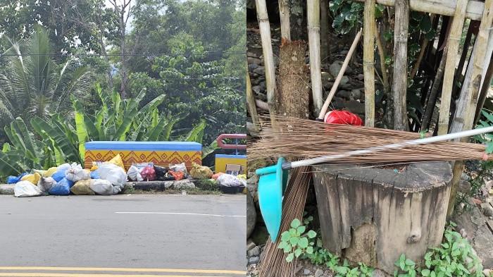 SABU JALAN -- Kondisi sampah dan alat penyapu jalan mikik Iyut Djanihi  warga Boalemo, Provinsi Gorontalo.