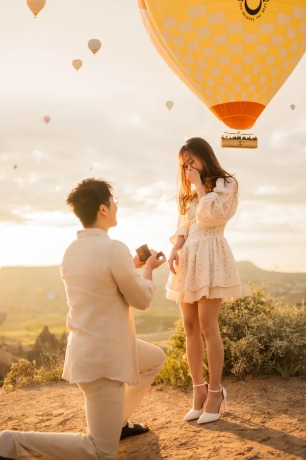 Philip proposed to Hau in Cappadocia, Türkiye in May 2025. Photo: Provided by the character