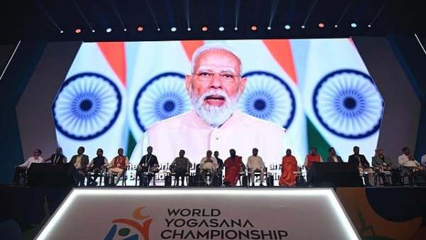 Prime Minister Narendra Modi inaugurates the first World Yogasana Championship in Amdavad as athletes from 78 countries compete on the global stage.
