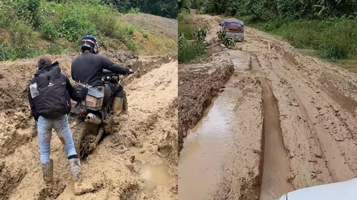 Kondisi jalan rusak parah di wilayah Krayan Selatan, Kabupaten Nunukan