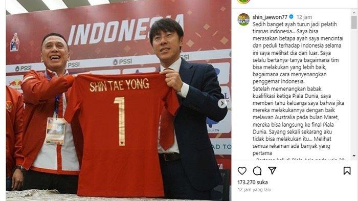 Shin Jae Won, putra Shin Tae-yong kembali mencurahkan perasaannya terkait sang ayah tak lagi menjadi pelatih Timnas Indonesia.