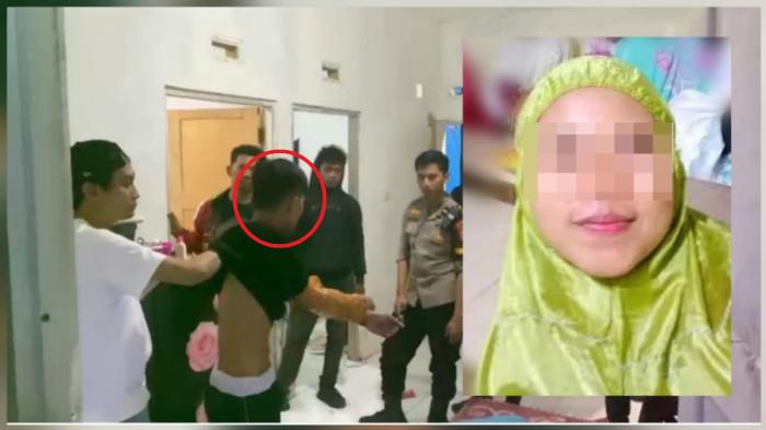 SUAMI ISTRI DI KONSEL - Kolase foto suami berinisial IS (lingkaran merah) yang menjadi tersangka pembunuhan istrinya AS (inzet foto) saat ditangkap di kediamannya, kawasan perumahan bersubsidi, Jl RA Kartini, Kelurahan Ambaipua, Kecamatan Ranomeeto, Kabupaten Konawe Selatan (Konsel), Provinsi Sulawesi Tenggara (Sultra), akhir pekan lalu. AS menjadi korban penganiayaan brutal suaminya hingga meregang nyawa di rumah tersebut, jasadnya kemudian ditemukan dalam kondisi dipenuhi luka memar, Sabtu (30/5/2026) malam lalu.(Dok foto TribunnewsSultra.com/Ahlun Wahid, handover)