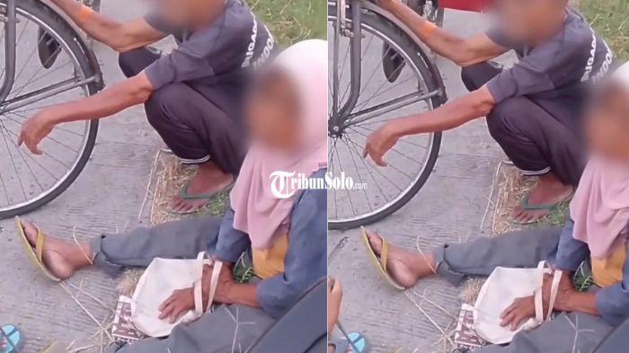 Tangkapan layar peristiwa sepasang lansia meminta imbalan kepada pemilik dompet