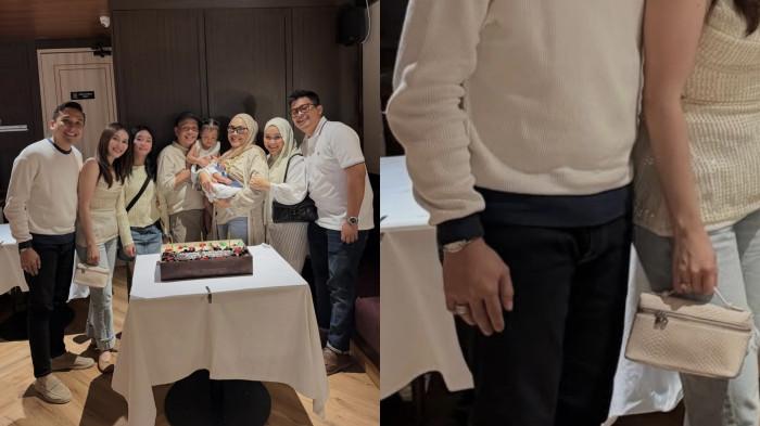 ULTAH AYAH ROJAK - Penampakan cincin di jari pedangdut Ayu Ting Ting dan politisi Kevin Gusnadi di acara Ultah Ayah Rojak disorot, dicapture Jumat (5/6/2026). 
