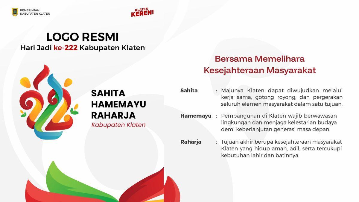 HUT KLATEN - Logo resmi Hari Jadi ke-222 Klaten yang dirilis Bupati Hamenang Wajar Ismoyo melalui akun Instagram pribadinya, Senin (8/6/2026).