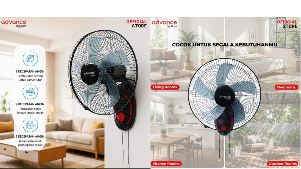 Advance WF1605 Kipas Angin Dinding Besi Wall Fan Ukuran Besar 16 inch WF-1605 Garansi resmi 1 tahun