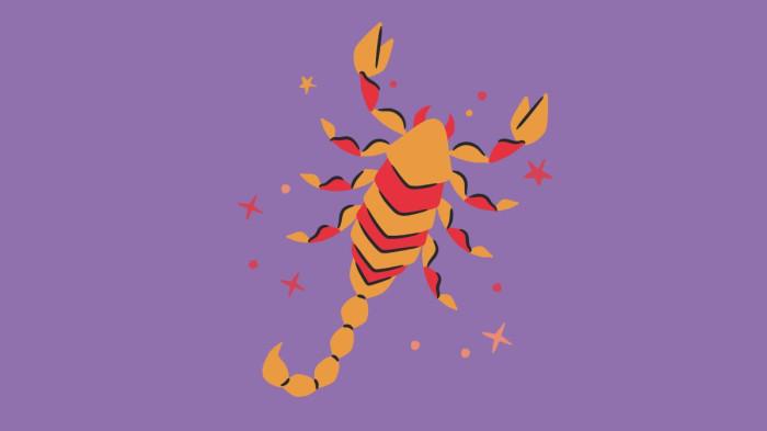 ILUSTRASI ZODIAK SCORPIO - Lambang zodiak Scorpio yang dibuat di Canva pada Senin (4/5/2026).