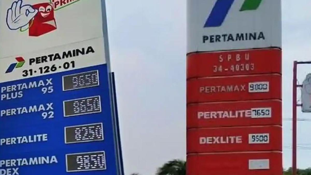 SPBU PERTAMINA - Perbedaan SPBU Pertamina warna merah dan biru yang sering ditemukan di Solo Raya, Jawa Tengah.