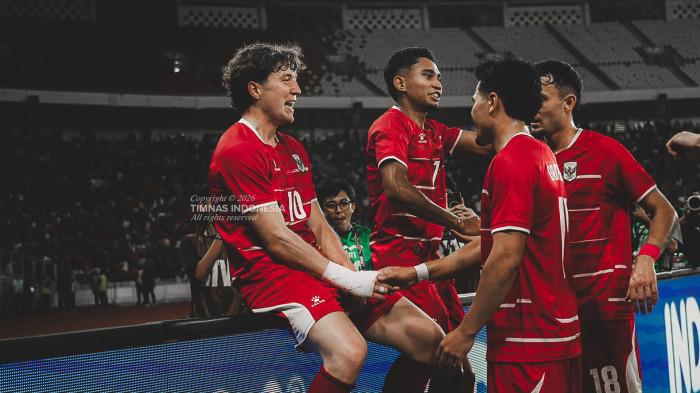 Selebrasi gol pemain Timnas Indonesia ke gawang Mozambik, Ole Romeny jadi pahlawan utama kemenangan Garuda berkat gol tunggalnya di Stadion Gelora Bung Karno, Jakarta, Selasa (9/6/2026).
