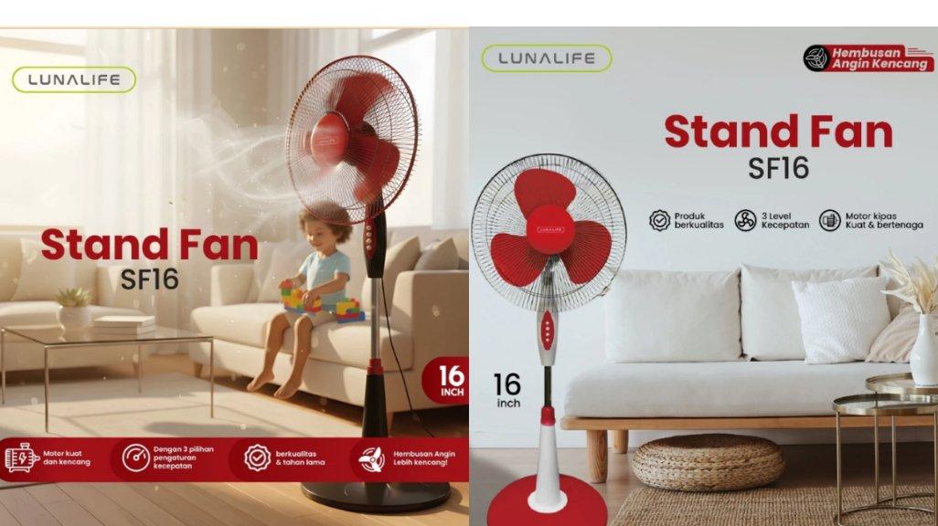 LUNALIFE Kipas Angin SNI Berdiri 16 inch 45 Watt Speed Garansi Resmi 1 Tahun - Kipas Angin Tornado