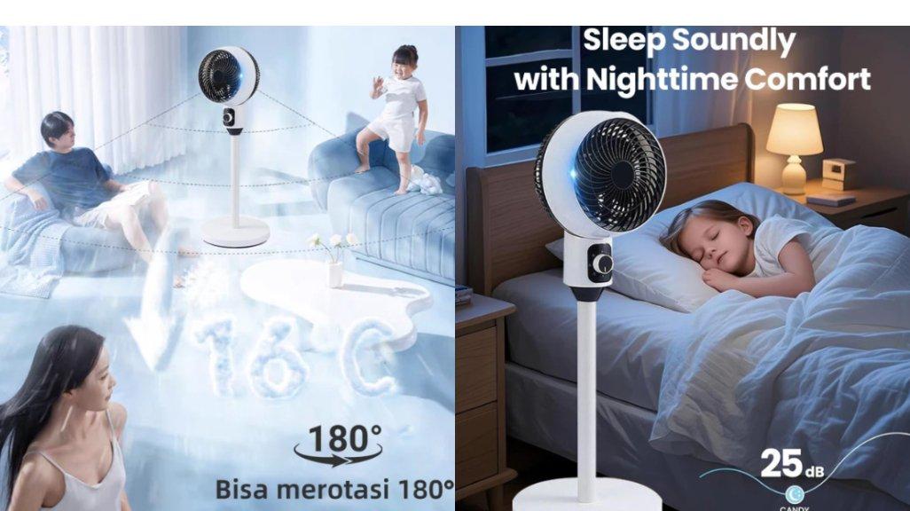 Goodmili Auto Swing 180 derajat KIPAS ANGIN BERDIRI ROTATION FAN 9 INCH