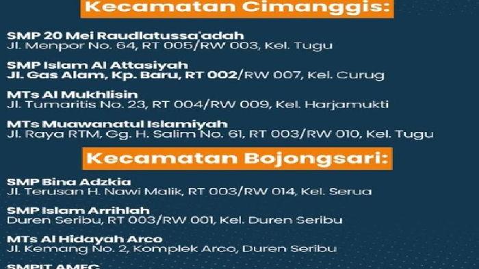 SMP Swasta Cimanggis dan Bojongsari