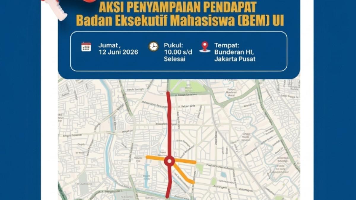 TMC Ditlantas Polda Metro Jaya memberikan imbauan mengenai prediksi kepadatan arus lalu lintas di ruas jalan sekitar Jl. Sudirman - Thamrin buntut aktivitas demontrasi BEM UI, sarankan jalur alternatif bagi pengendara.