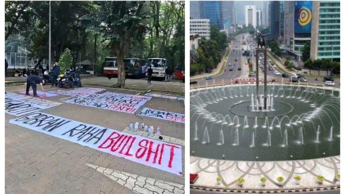 DEMO BEM UI - Massa BEM UI bersiap berangkat aksi ‘Menuju Indonesia Bangkrut’ ke Bundaran HI, Jakarta Pusat, Jumat (12/6/2026). Massa mulai berkumpul di lapangan FISIP UI Kampus Depok pada pukul 09.00 WIB.