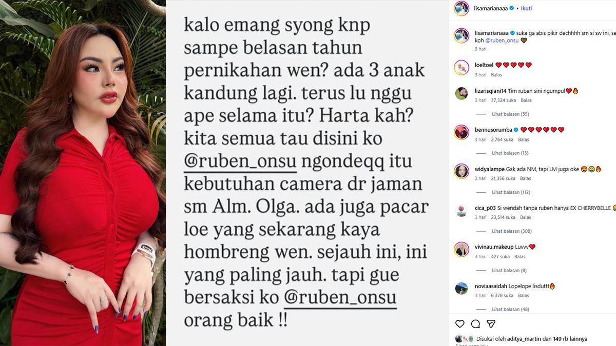 DRAMA SARWENDAH - Komentar Lisa Mariana pedas terhadap Sarwendah di tengah kisruhnya dengan Ruben Onsu.