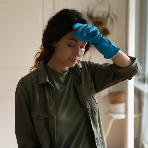 woman feeling a sense of urgency to clean