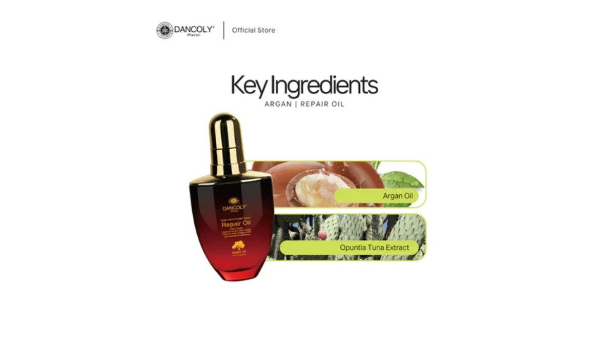 Ilustrasi kandungan utama Dancoly Argan Hair Repair Oil 60 ml