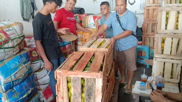 PEDAGANG BUAH - Lapak pedagang buah Pasar Induk Kramat Jati yang omzet penjualannya menurun akibat penurunan daya beli masyarakat, Jakarta Timur, Senin (15/6/2026).