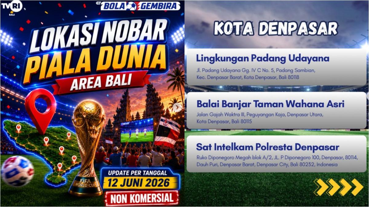 NOBAR DI BALI - TVRI Bali membagikan daftar lokasi nonton bareng Piala Dunia 2026 secara gratis