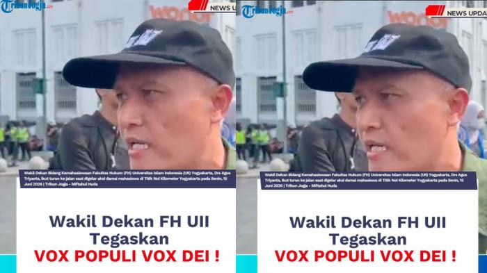 Wakil Dekan Bidang Kemahasiswaan Fakultas Hukum (FH) Universitas Islam Indonesia (UII) Yogyakarta, Drs Agus Triyanta, ikut turun ke jalan bersama mahasiswanya menyuarakan tuntutan pada aksi damai #menujuindonesiabangkrut, Senin (15/6/2026).