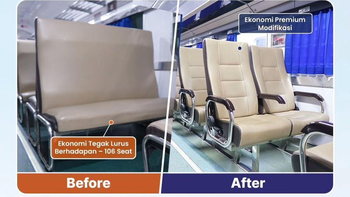 Mulai Juli 2026, KA Rajabasa akan menggunakan kereta ekonomi premium modifikasi dengan kursi lebih nyaman untuk perjalanan Palembang-Lampung.