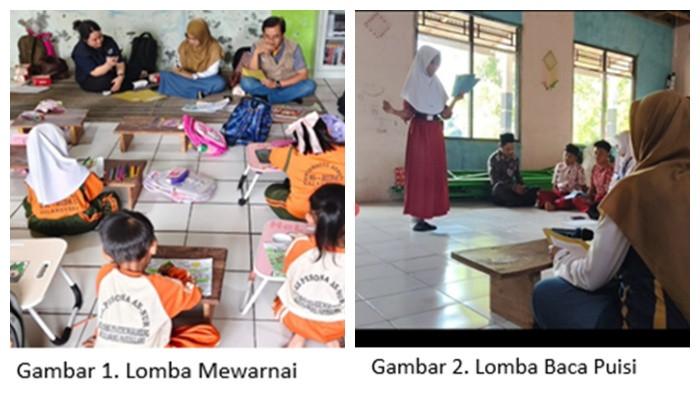 Lomba baca puisi untuk siswa SD dan lomba mewarnai bagi siswa  jenjang TK di sekitar Desa Kurung Kambing, Kabupaten Pandeglang, Banten.