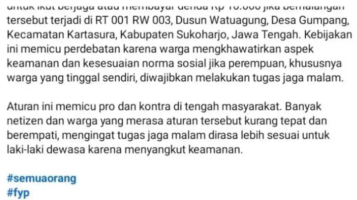 VIRAL JANDA RONDA - Tangkapan layar postingan soal janda paruh baya di RT 001 RW 003, Dusun Watuagung, Desa Gumpang,