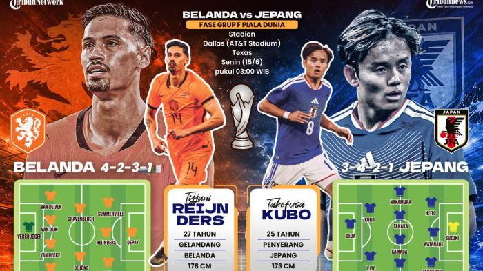 Timnas Belanda akan menghadapi Jepang pada laga pertama Grup F Piala Dunia 2026 di Stadion Dallas, Arlington pada Senin (15/6/2026) pukul 03.00 WIB.
