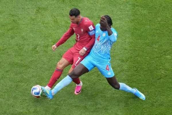 Cristiano Ronaldo (number 7) during Portugals 1-1 draw against DR Congo in the World Cup group stage, at the NRG Stadium in Houston, USA, on June 17, 2026. Photo by AP