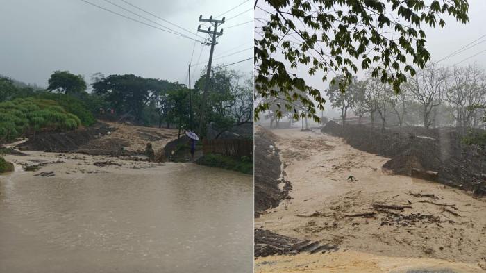 LONGSOR - Jalan nasional Blangkejeren, Kecamatan Rikit Gaib, Kabupaten Gayo Lues menghubungkan Takengon, Kabupaten Aceh Tengah, Provinsi Aceh, kembali terjadi longsor di depan PT Rosin Kecamatan Rikit Gaib, sehingga menyebabkan arus lalu lintas lumpuh total, Jumat (19/6/2026).