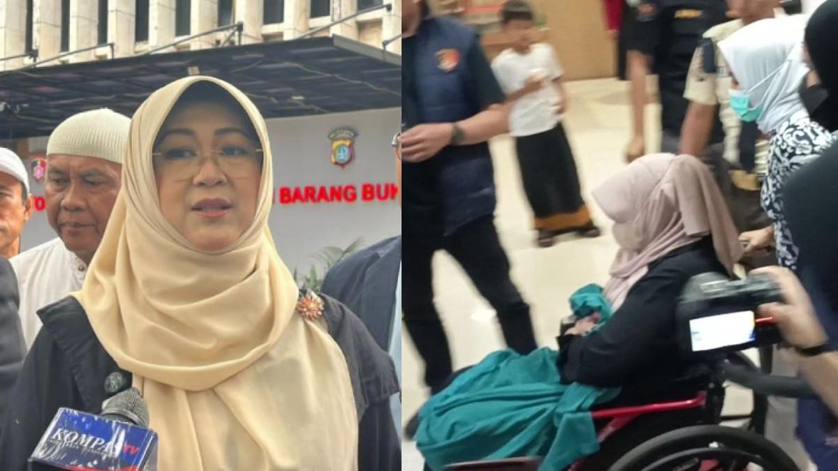 POLEMIK IJAZAH JOKOWI - Tifauzia Tyassuma alias Dokter Tifa menggunakan kursi roda usai pemeriksaan di RS Polri karena kelelahan dan penyakit bawaan GERD yang kambuh akibat stres serta belum makan sejak pagi.