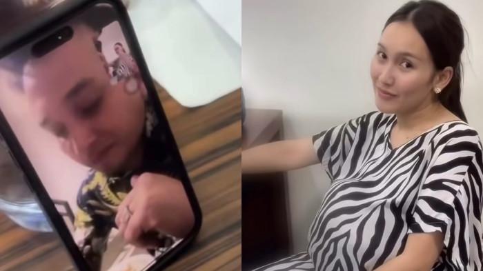 VIDEO CALL - Kolase pedangdut Ayu Ting Ting video call dengan politisi Kevin Gusnadi di sela syuting, dicapture Kamis (18/6/2026).